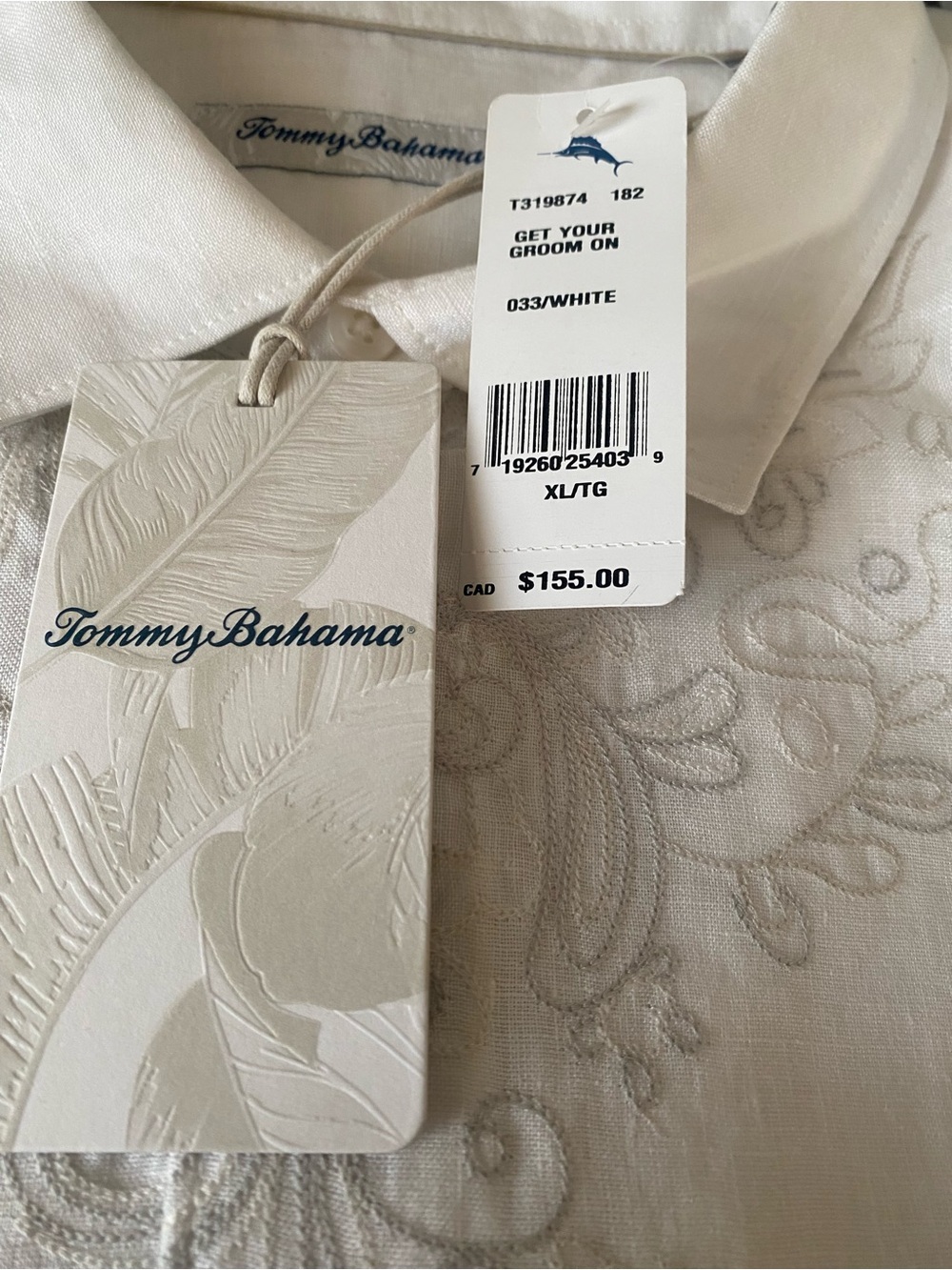 NWT $155 Tommy Bahama Men XL Sea Glass White 100% Linen LS Button Up Woven Beach - Picture 16 of 16